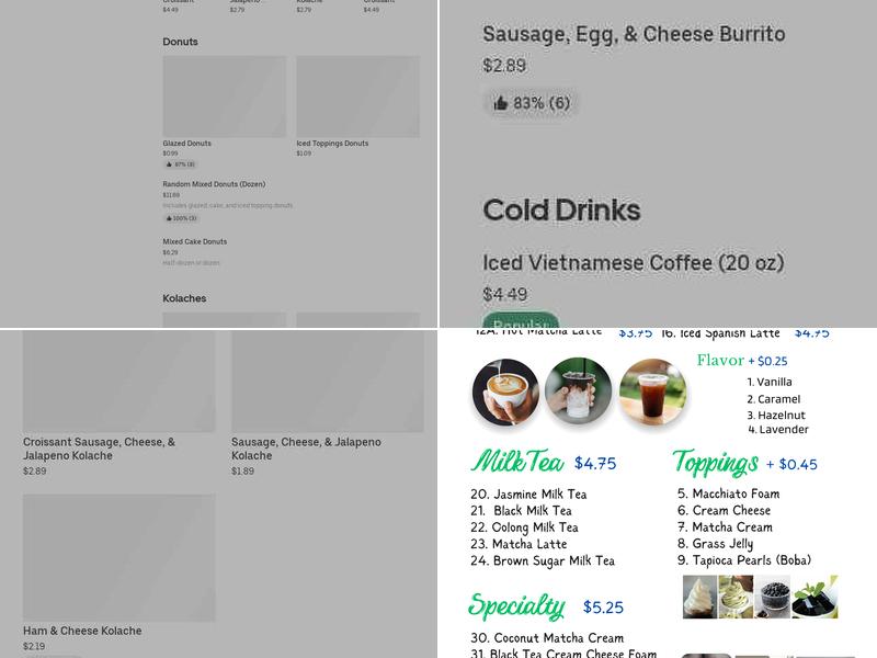 Dawn Donuts Menu