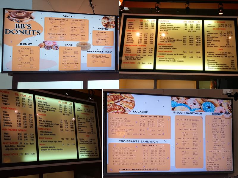 BB's Donuts Menu