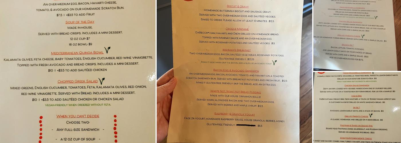 Scratch Kitchen Menu