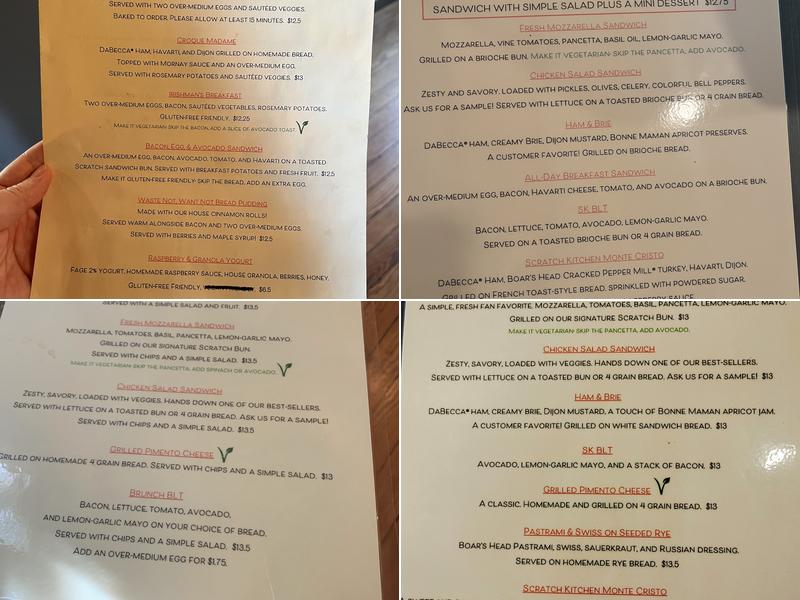 Scratch Kitchen Menu