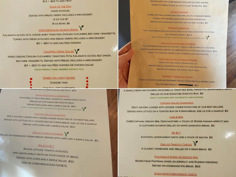 Scratch Kitchen Menu