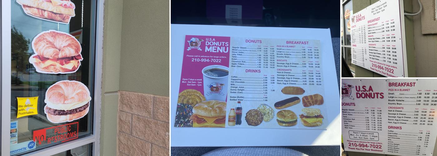 U.S.A Donuts Menu