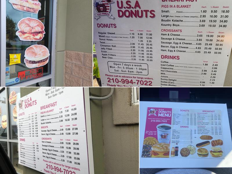 U.S.A Donuts Menu