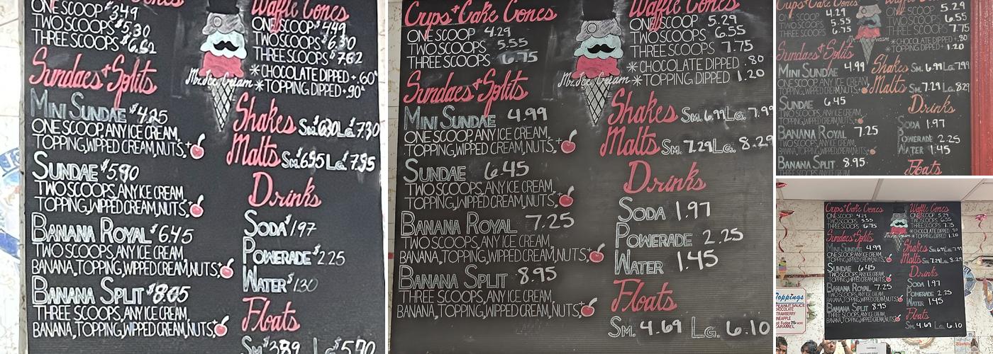 Mr Ice Cream Menu