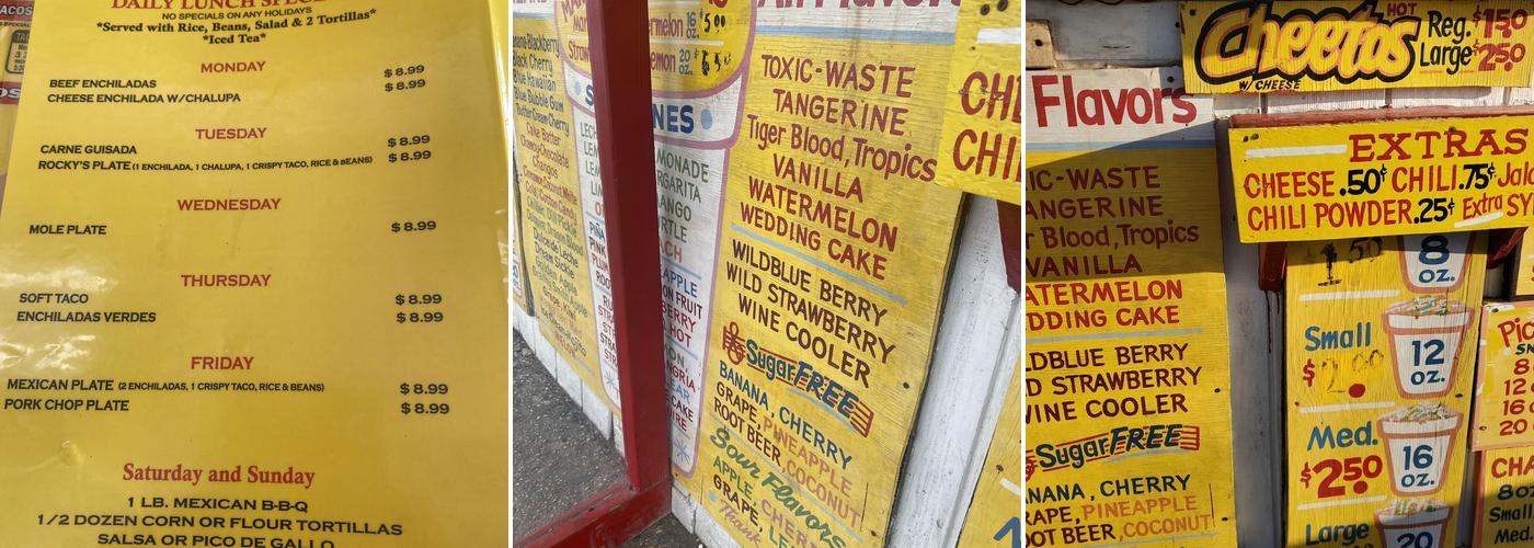 Wizard Sno-Cones Menu