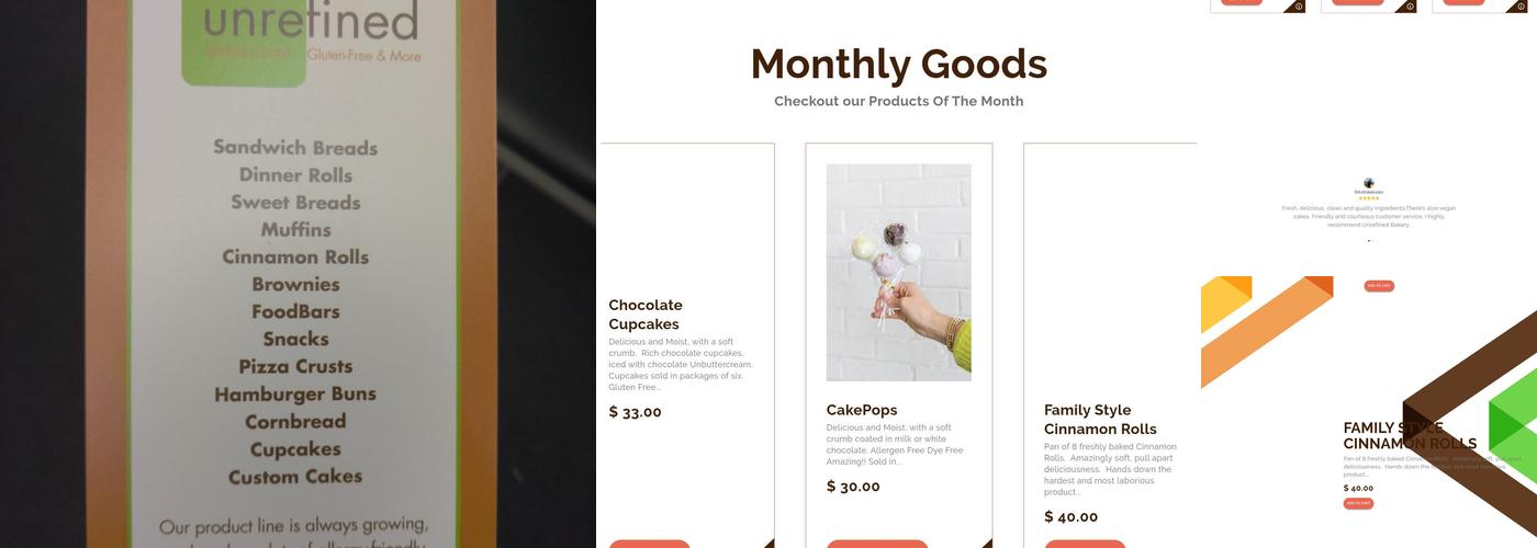 Unrefined Bakery Menu