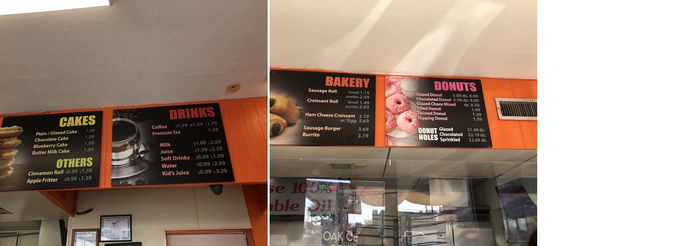 Oak Cliff Donuts Menu