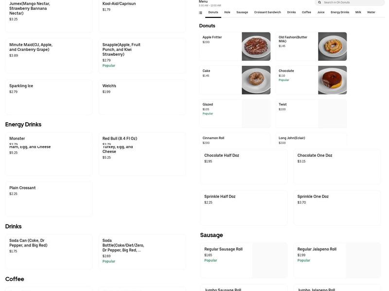 O Donuts Menu