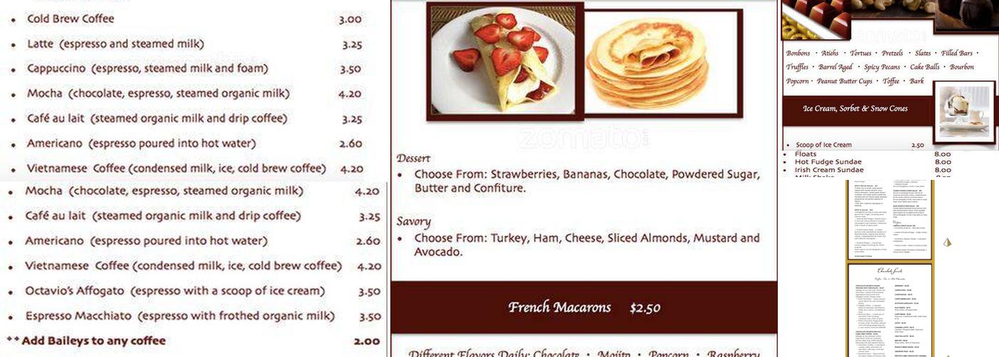 Chocolate Secrets Menu