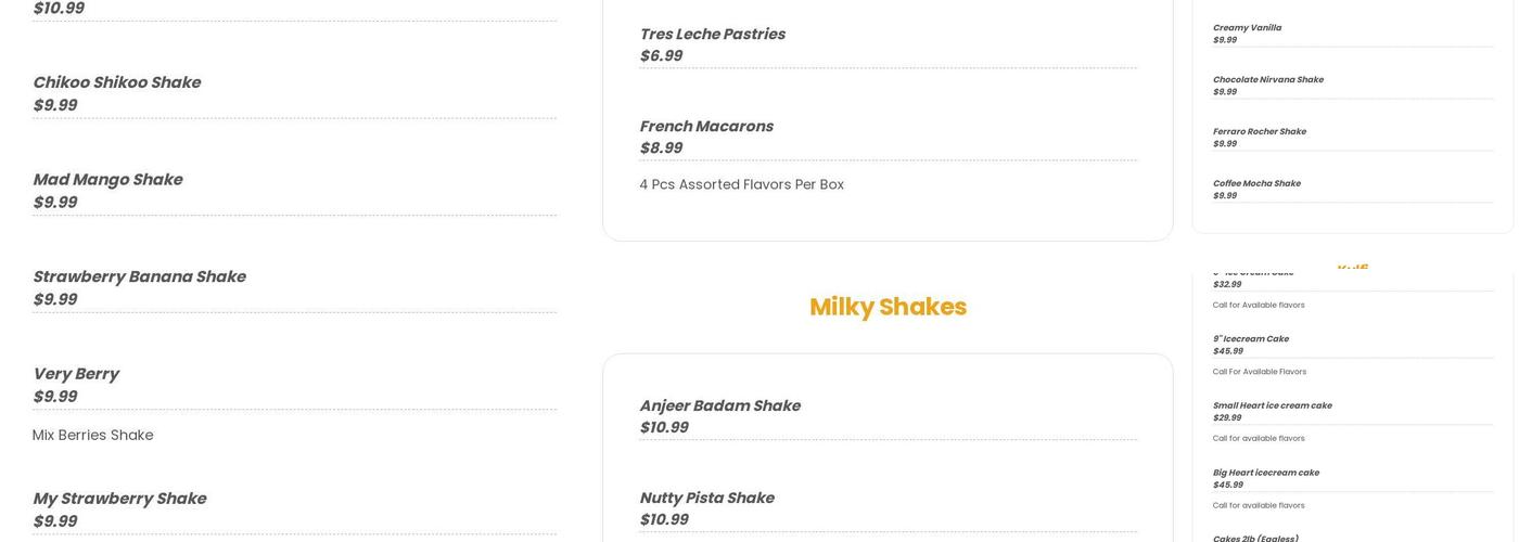 Kwality Ice Cream & Bakers Menu