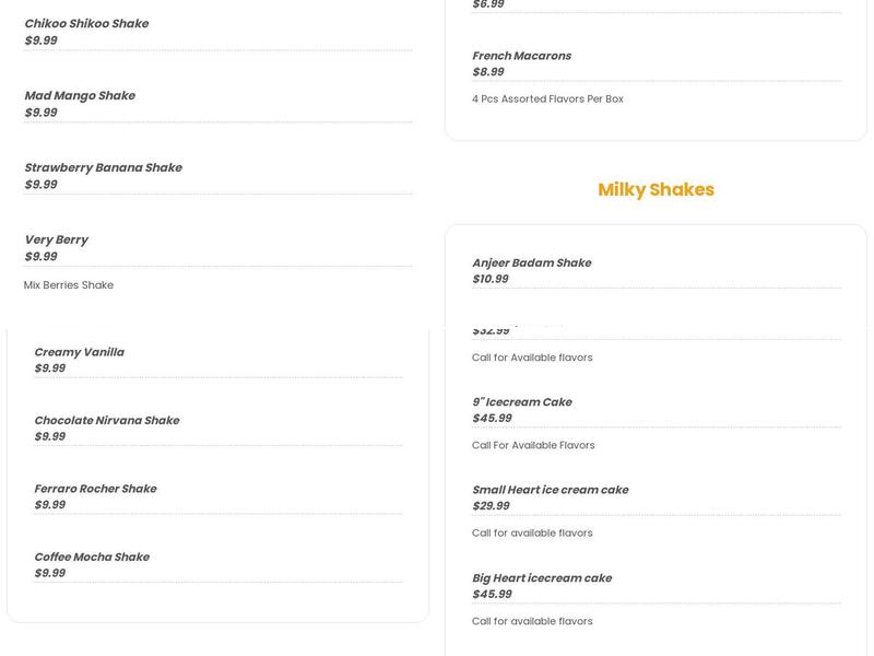 Kwality Ice Cream & Bakers Menu