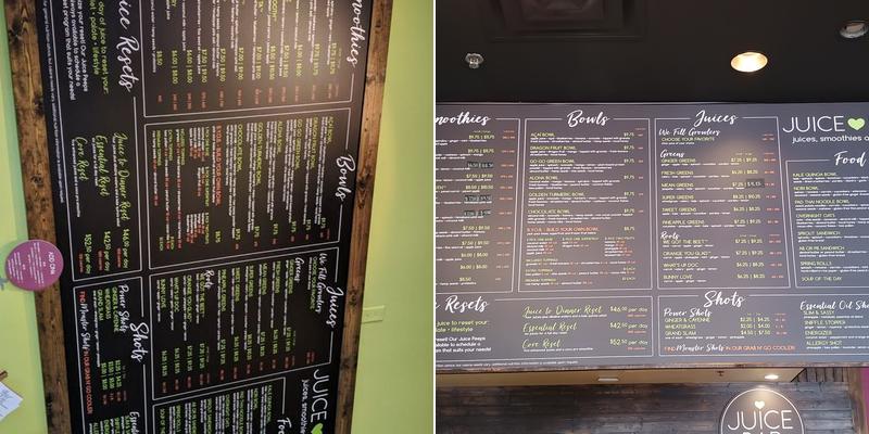 I Love Juice Bar - Plano Menu
