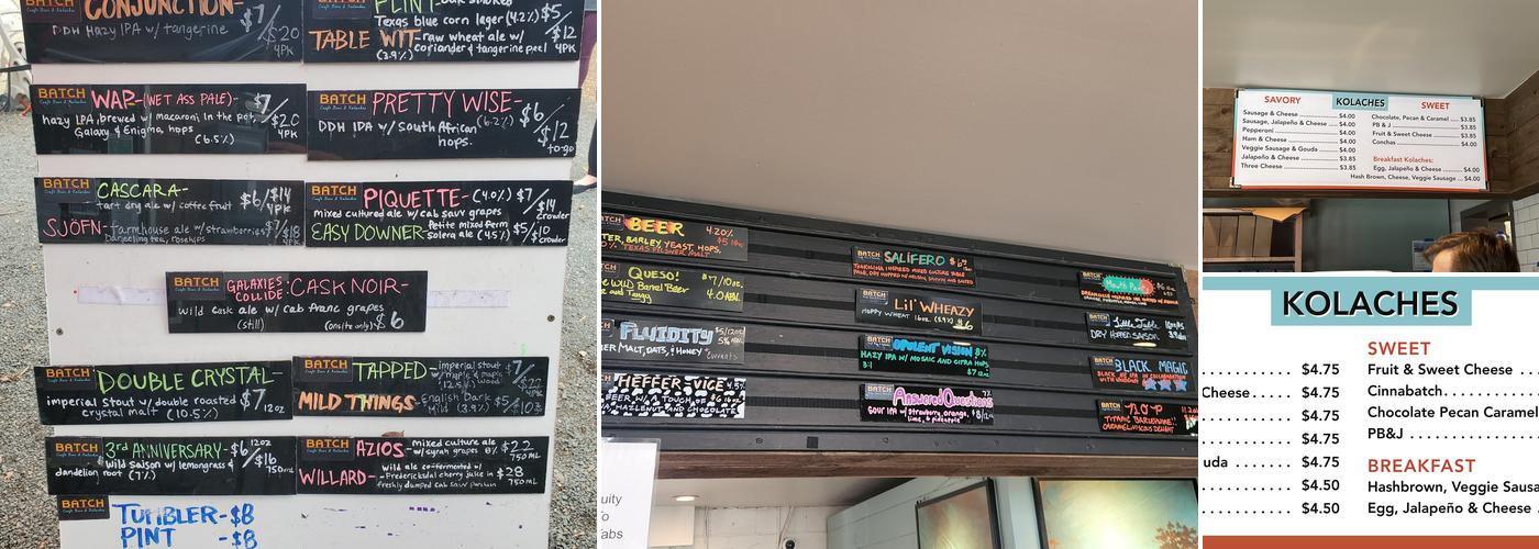 Batch Craft Beer & Kolaches Menu