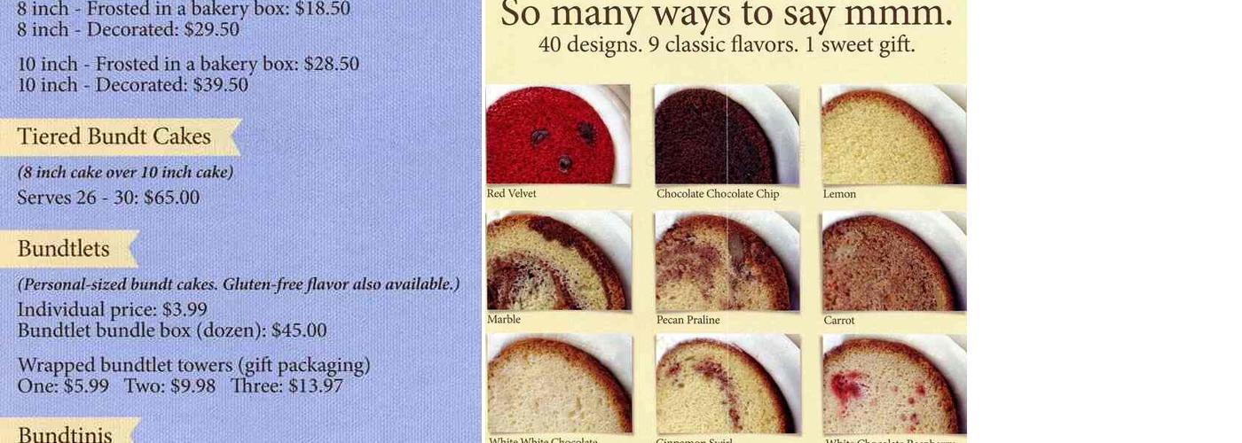 Nothing Bundt Cakes Menu
