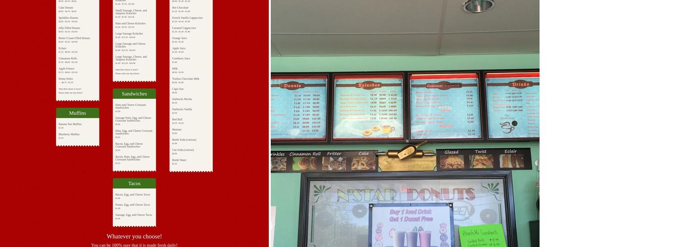 N'Star Donuts Menu