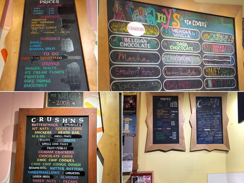 Amy's Ice Creams Menu