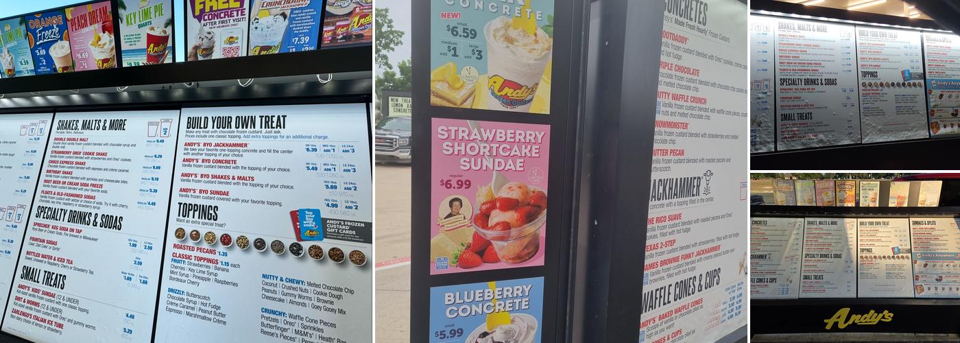 Andy's Frozen Custard Menu