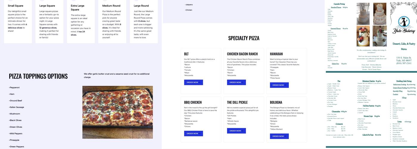 Yale Bakery Menu