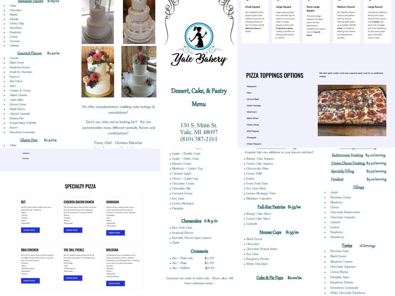Yale Bakery Menu