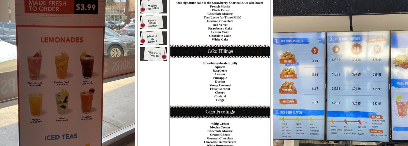 Paris Bakery Menu
