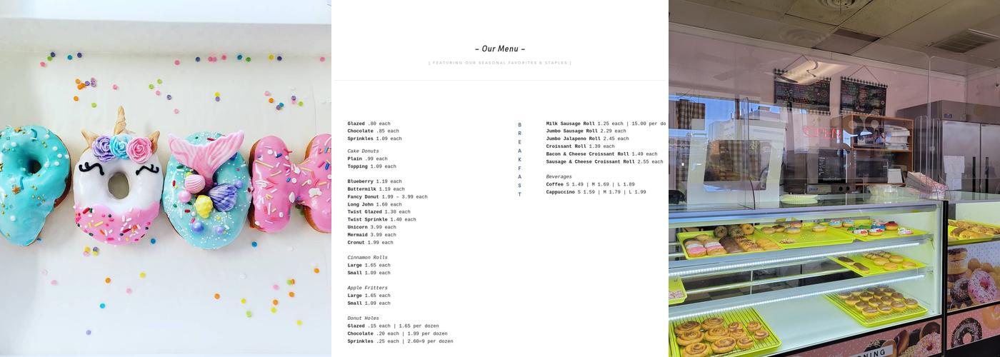 A & H Donuts Menu