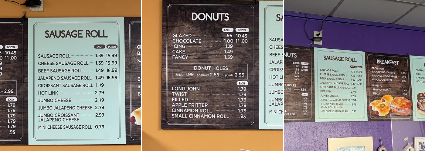 K Donut Menu