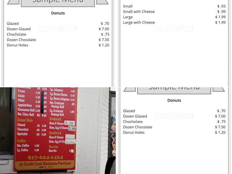 Momma's Donuts Menu