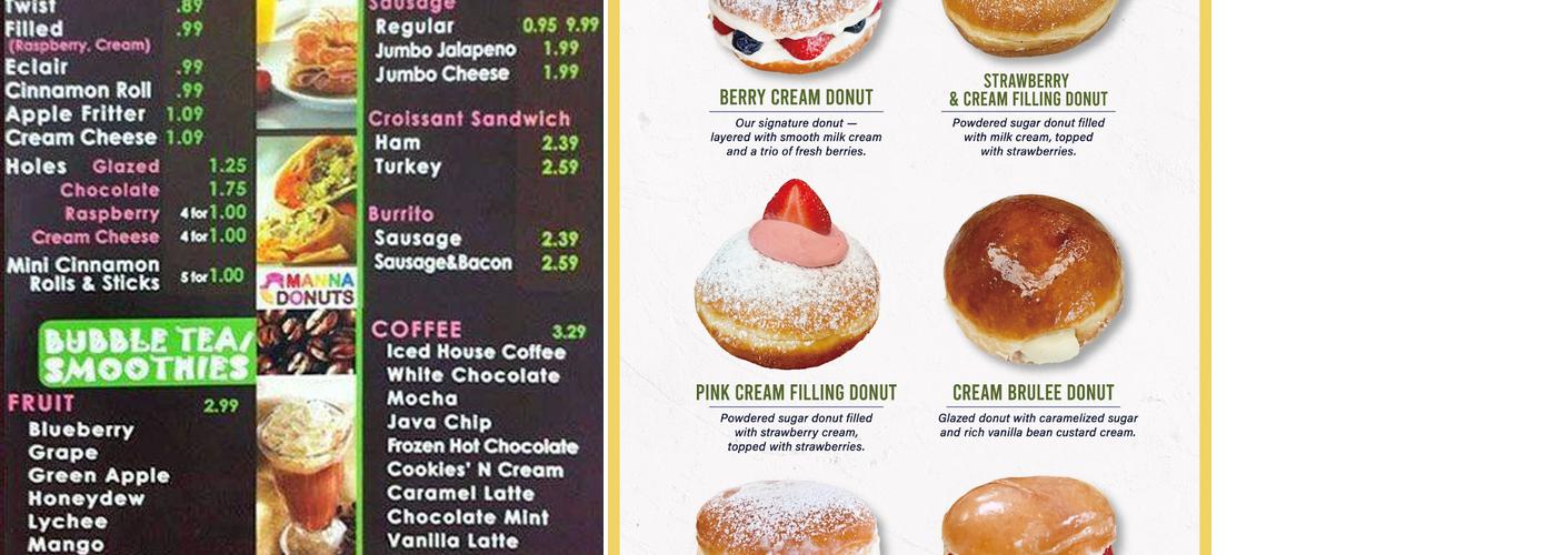 Manna Donuts Menu