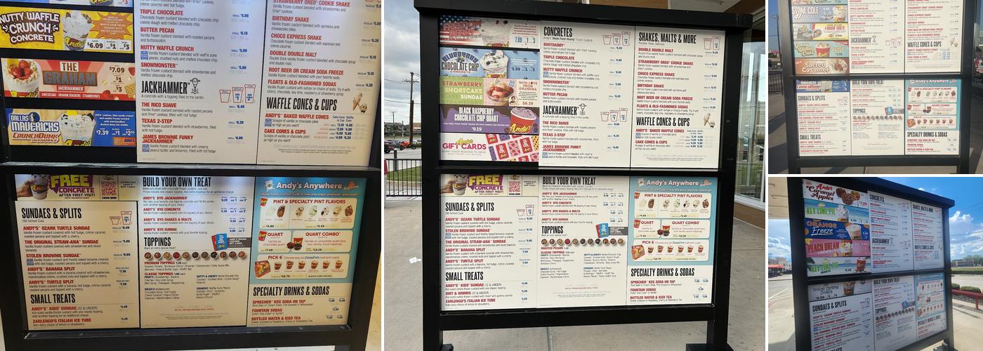 Andy's Frozen Custard Menu