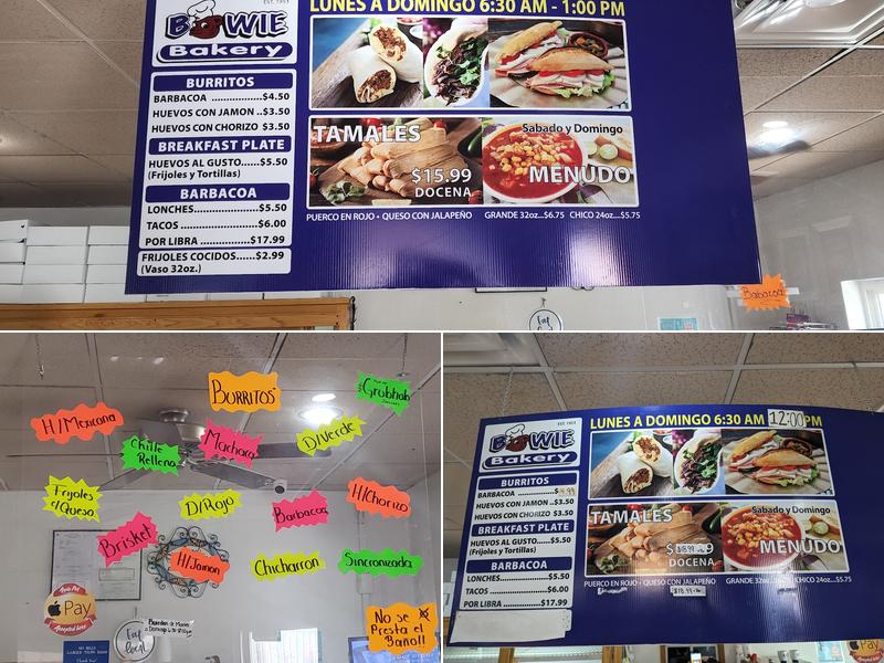 Bowie Bakery Menu