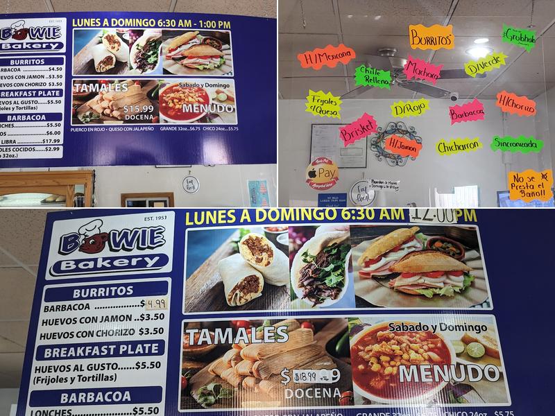 Bowie Bakery Menu