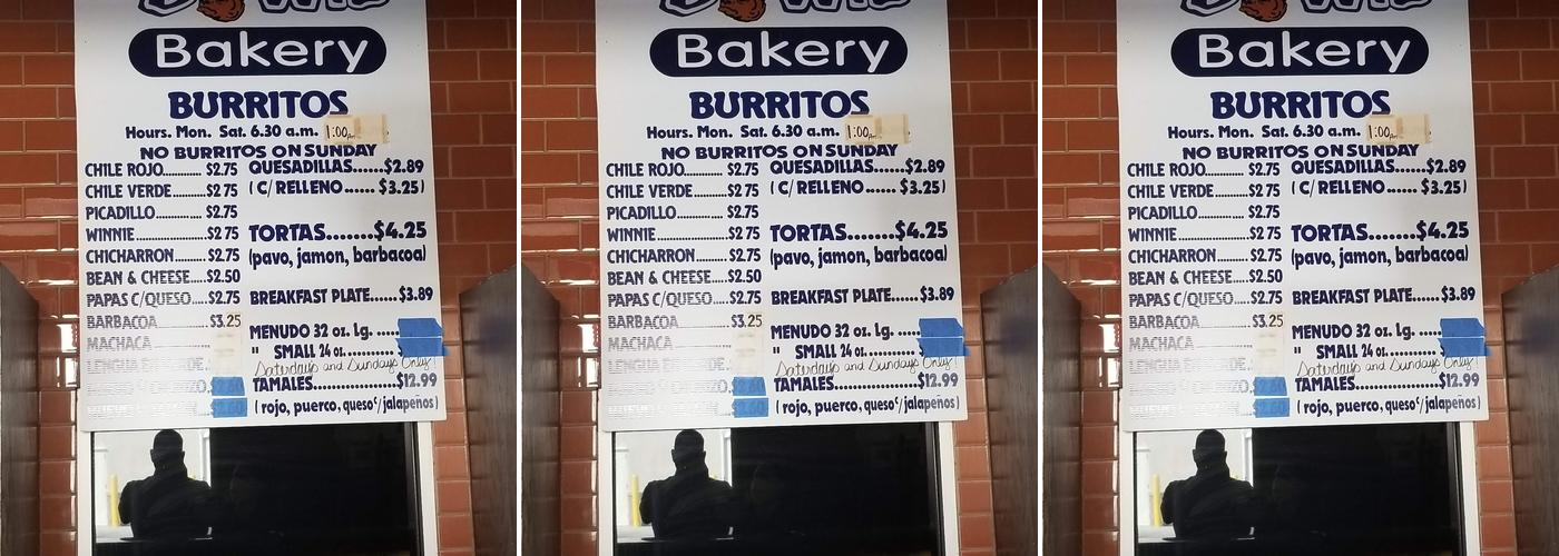 Bowie Bakery West Menu