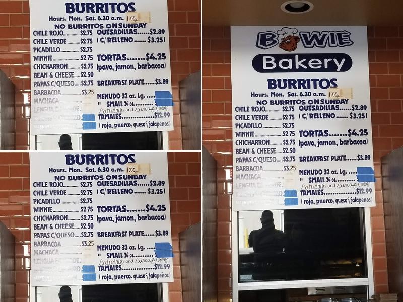 Bowie Bakery West Menu