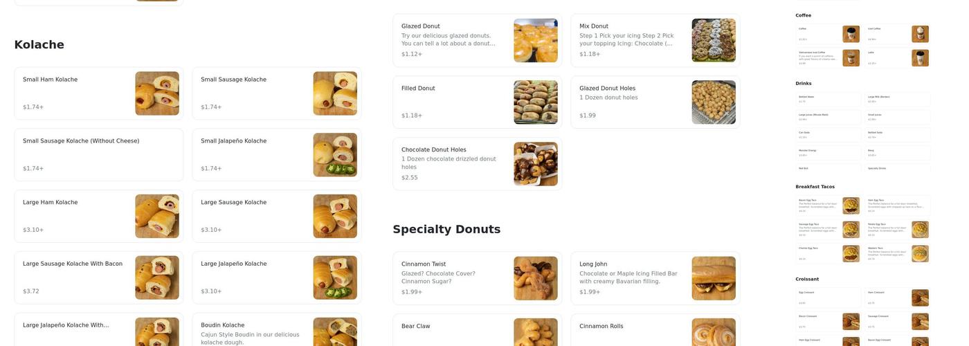 Pat's Donuts Menu