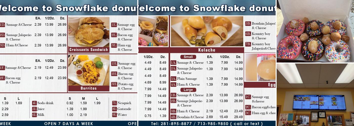 Snowflake Donuts Menu