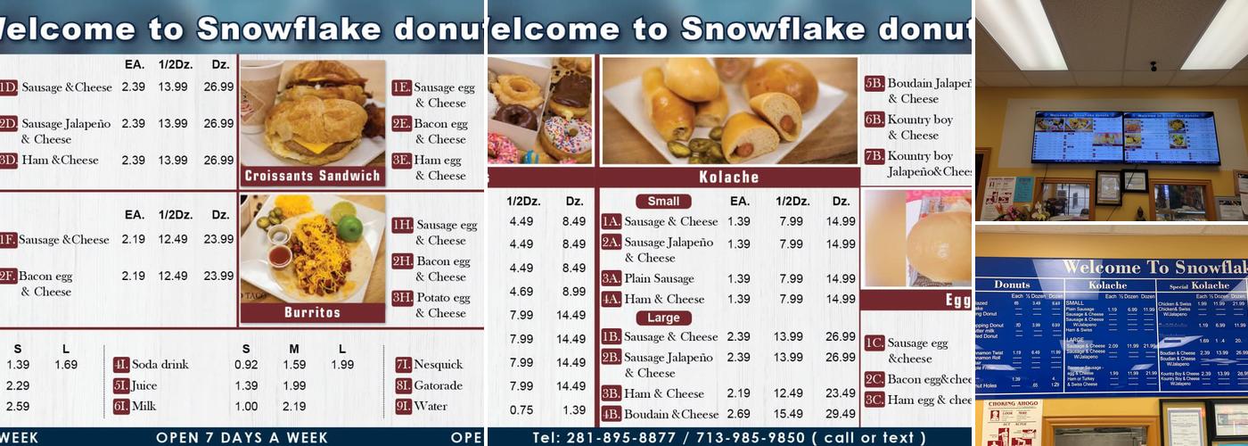 Snowflake Donuts Menu