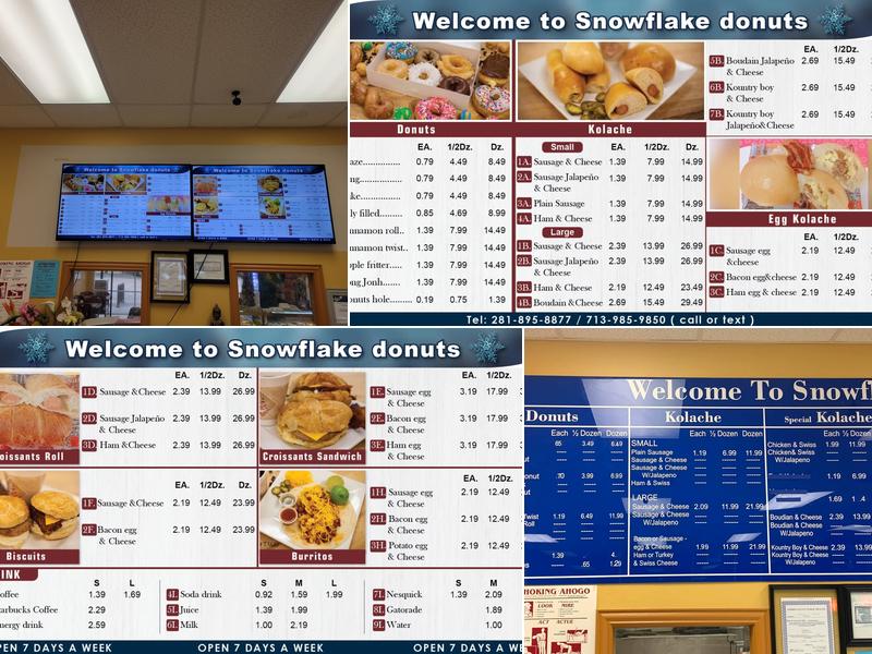 Snowflake Donuts Menu