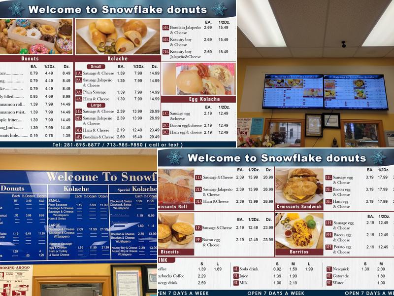 Snowflake Donuts Menu
