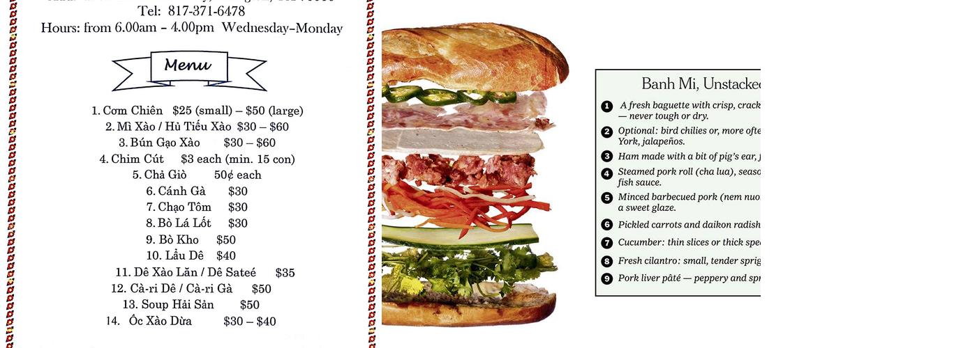 Saigon Cali Cafe Sandwich & Bubble Tea Menu