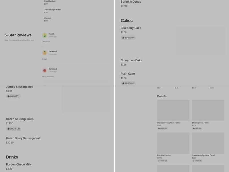 Pilaski's Donuts Menu