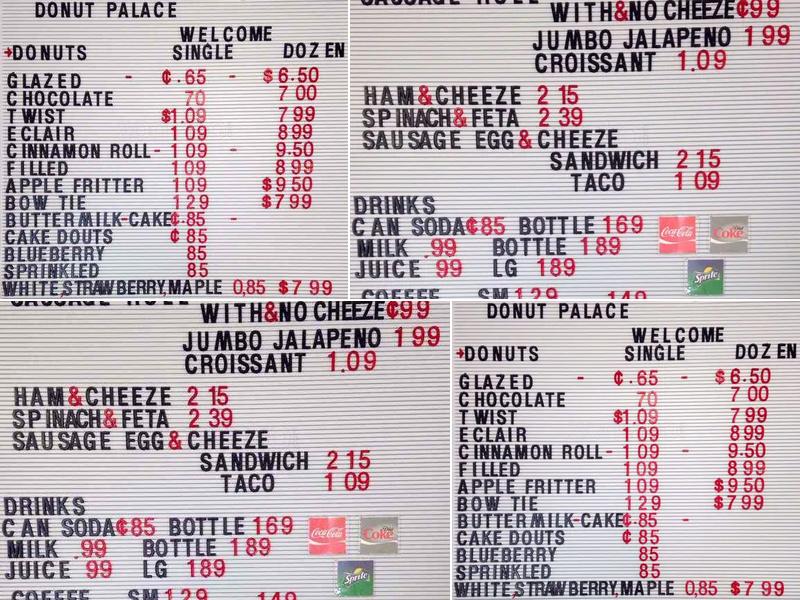 Donut Palace Menu