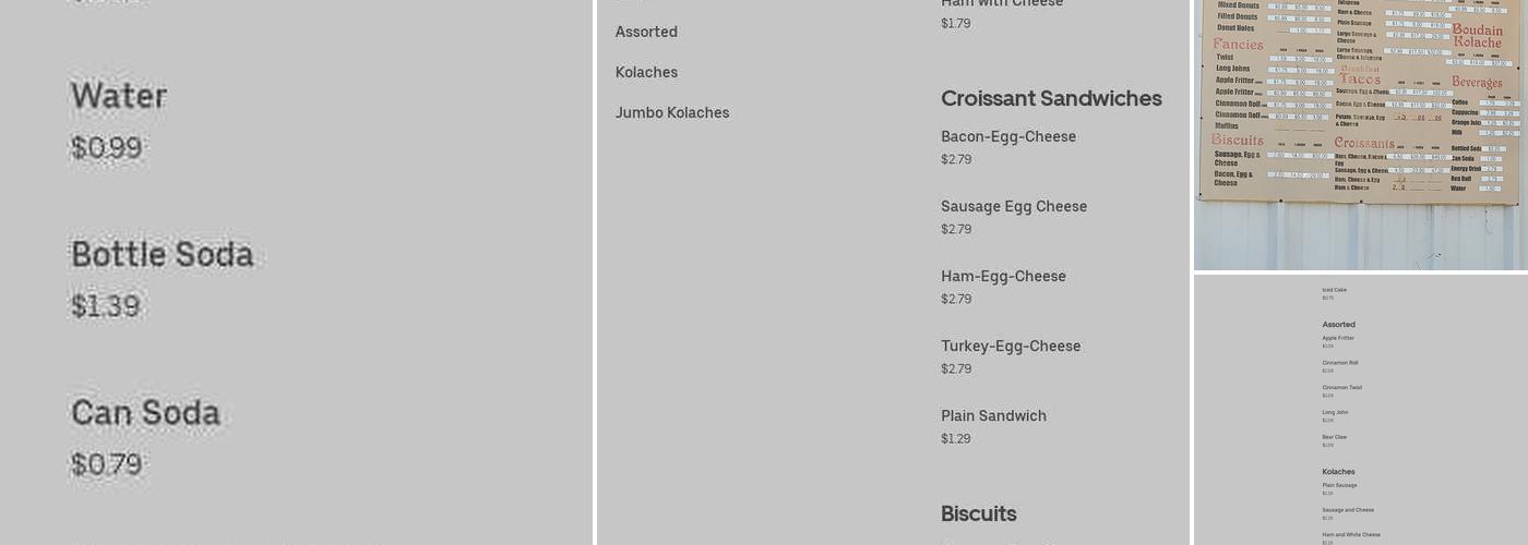 Bakery Donuts Menu