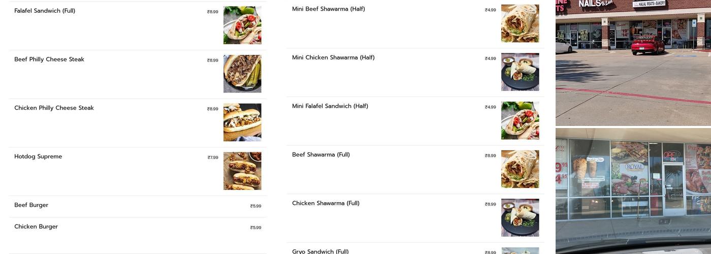 Royal Zabhia Halal Meats & Bakery Menu