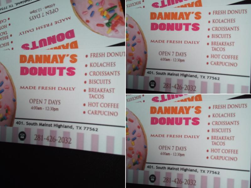 Dannay's Donuts Menu