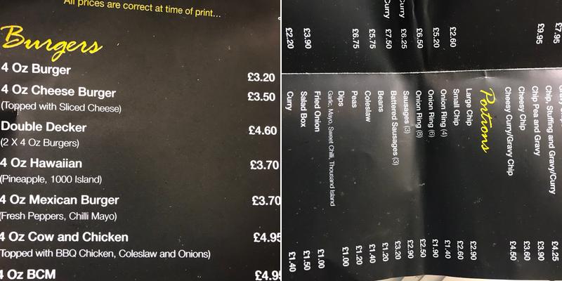 Michael's Diner Menu