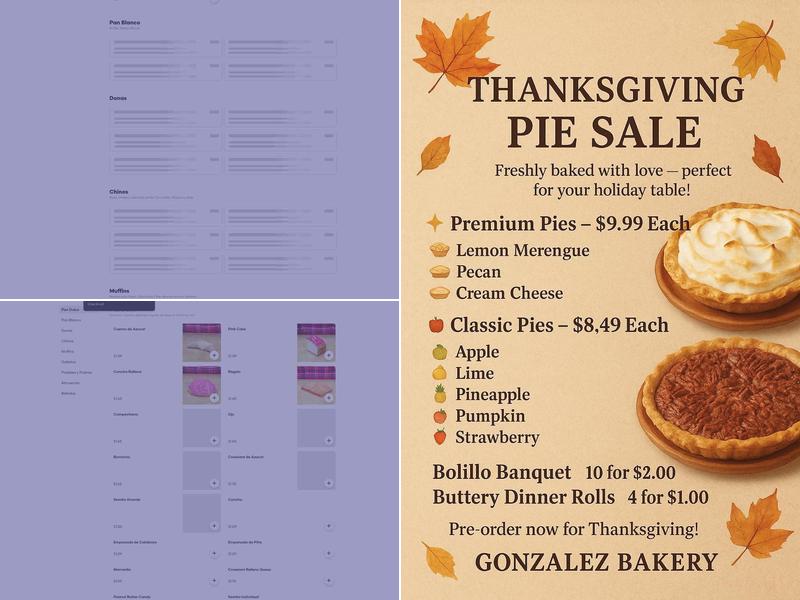 Gonzalez Bakery Menu