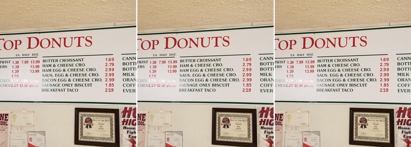 Top Donuts Menu