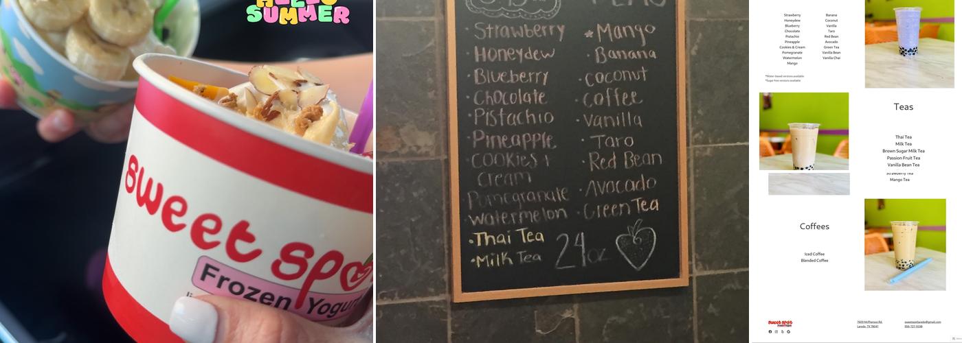 Sweet Spot Frozen Yogurt Menu