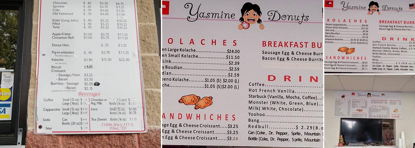 Yasmine Donuts Menu