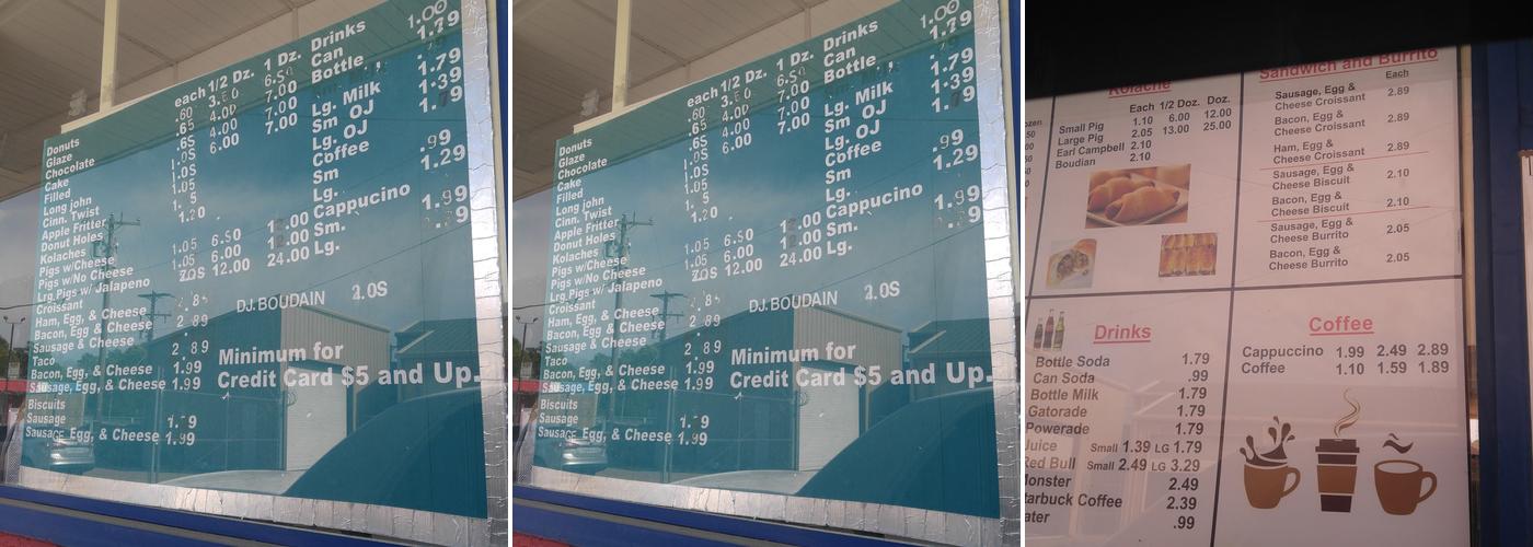 Texas Donuts Menu